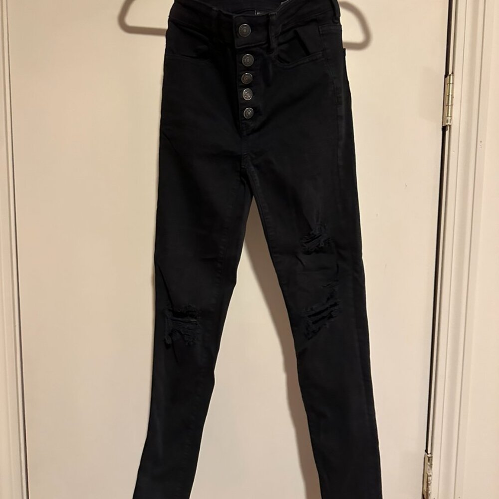 Black Ripped Jeans - American Eagle - Size 00